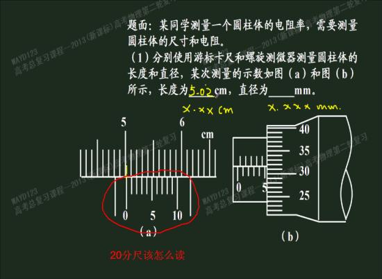 若将十分尺改换为二十分尺,则该怎么读数