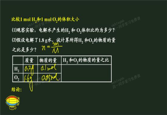 氢气和氧气物质的量怎样算的_高一化学